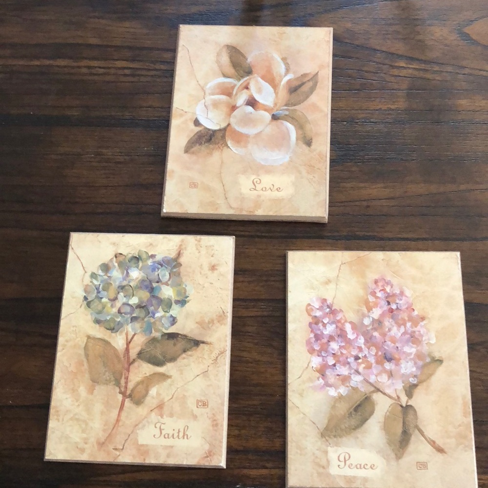Set of 3 flower paintings